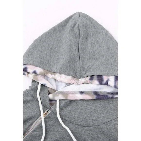 Gray Double Hooded Sweatshirt with Camo Elbow Patch and Inner Hooded 2XL - Picture 8 of 11